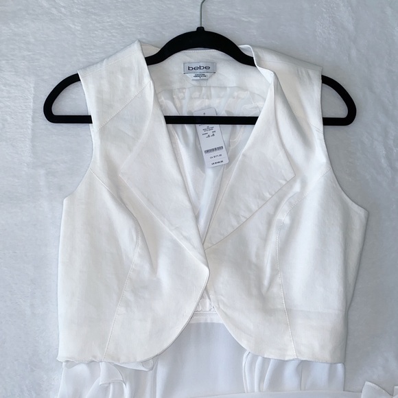 Bebe  Linen Vest & Chiffon duster (white) Size 8 - Picture 7 of 11